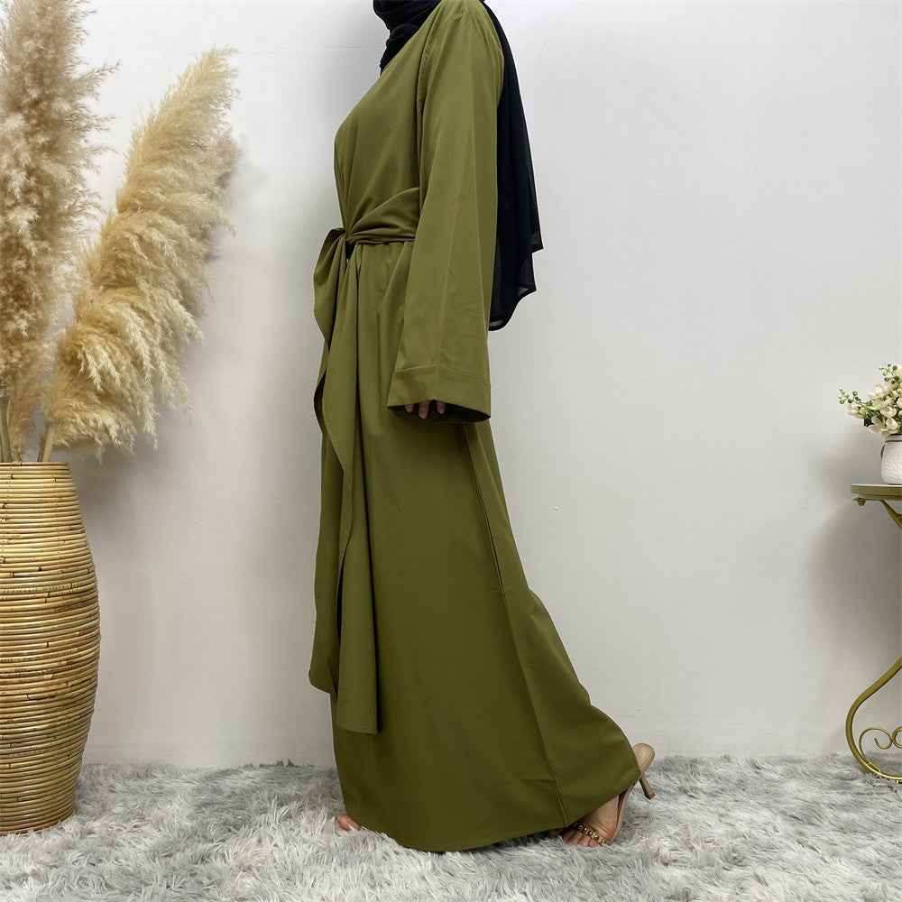 Embellished Party Abaya – Patchwork Faux Wrap Eid Abaya -  Black / S -  Abaya Vida