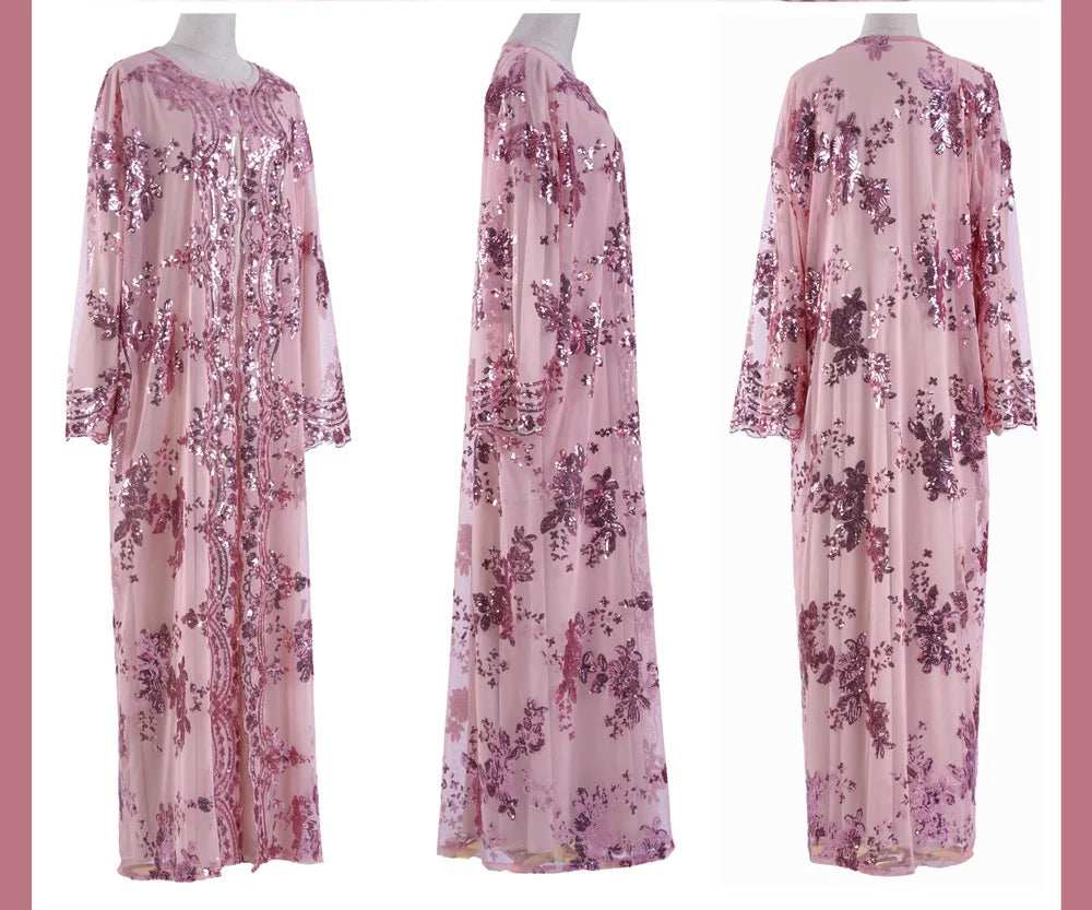 Belted Embroidered Abaya - Abaya Vida