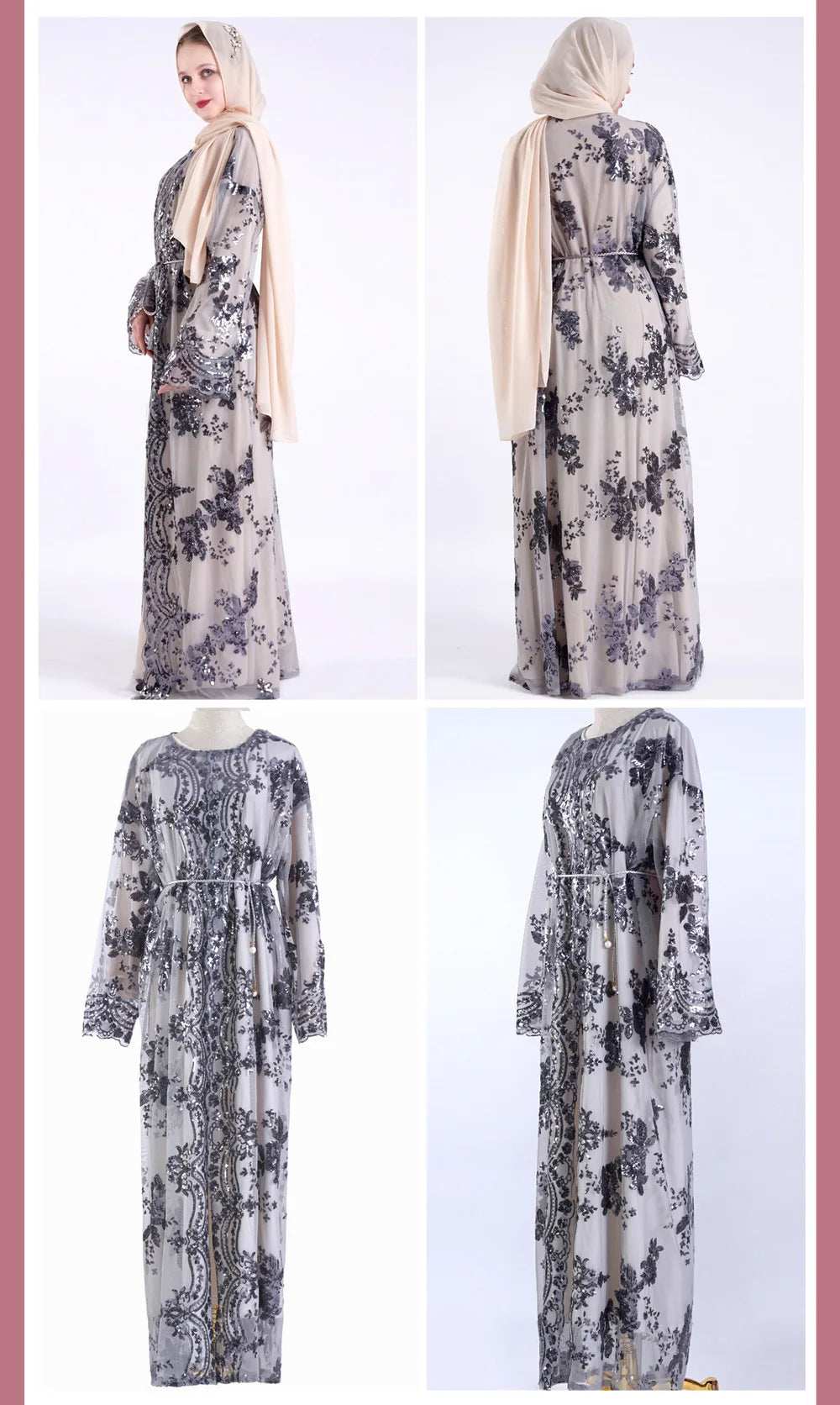 Belted Embroidered Abaya - Abaya Vida