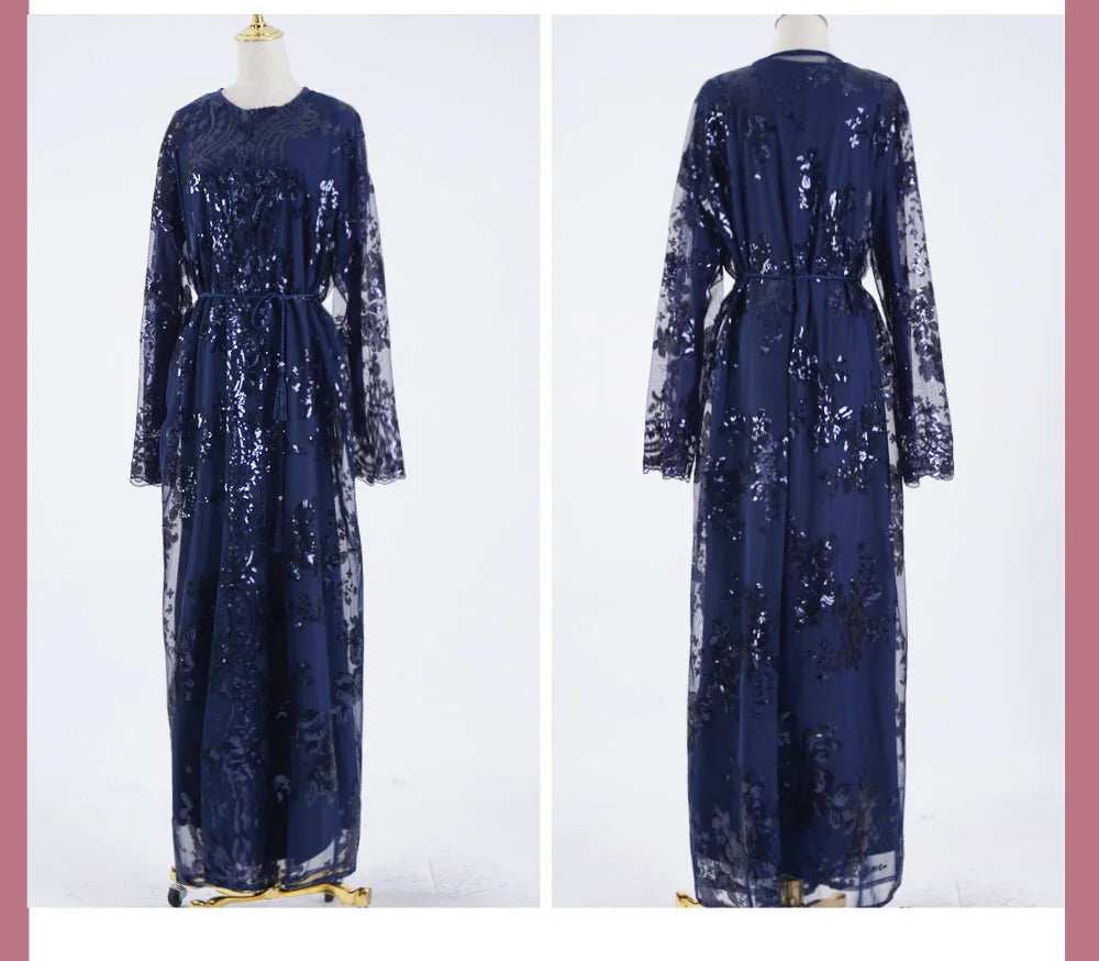 Belted Embroidered Abaya - Abaya Vida