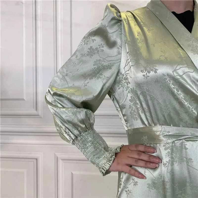 Eid Satin Ruffle Abaya - Abaya Vida