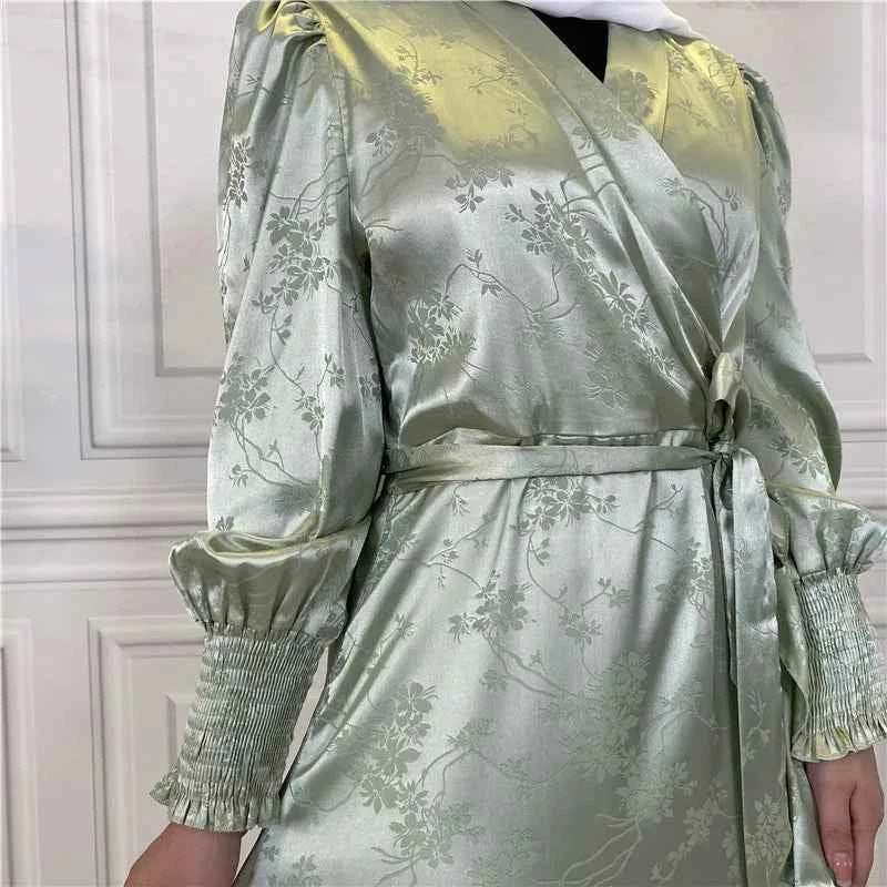 Eid Satin Ruffle Abaya - Abaya Vida