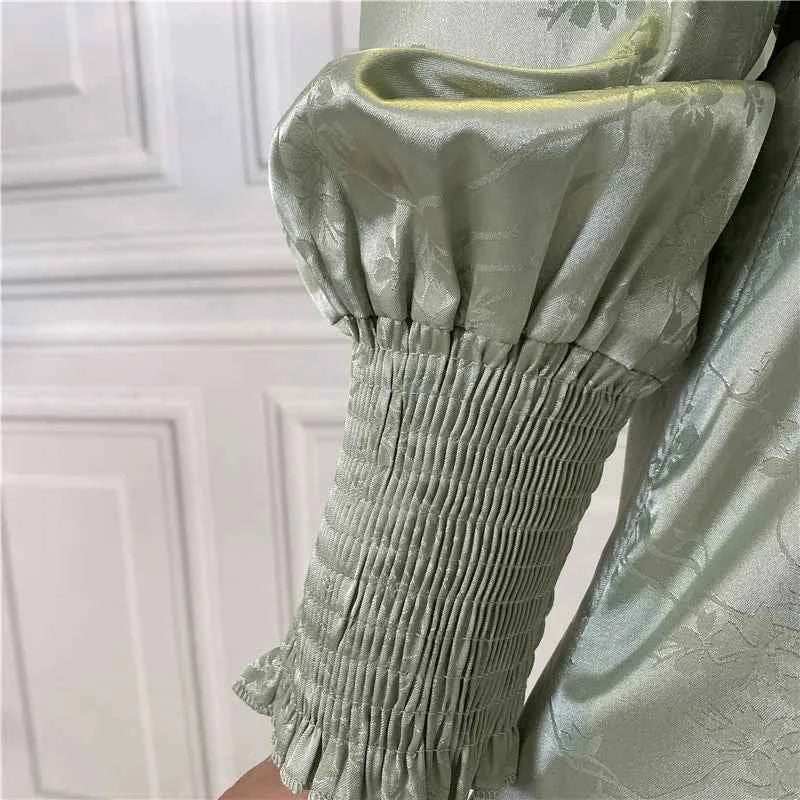 Eid Satin Ruffle Abaya - Abaya Vida