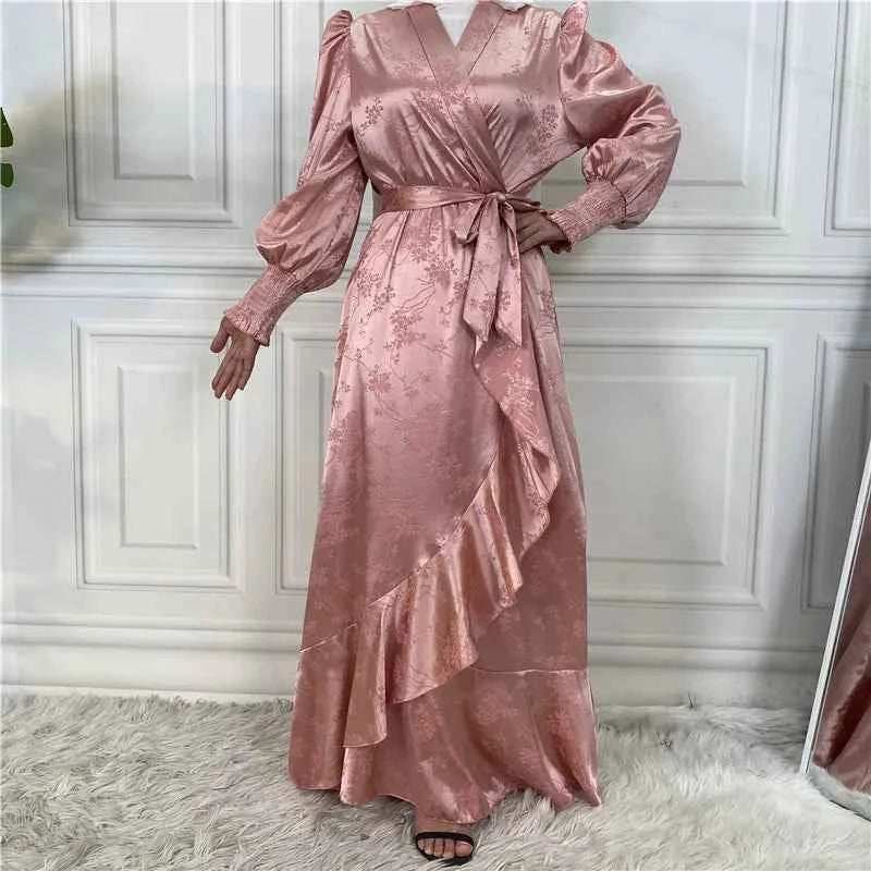 Eid Satin Ruffle Abaya - Abaya Vida