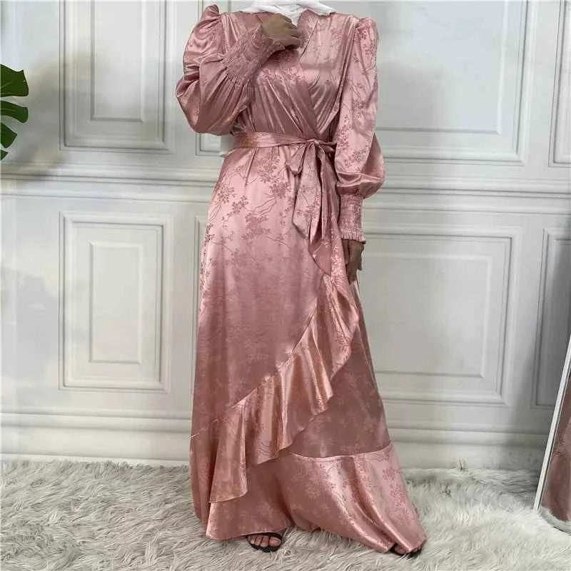 Eid Satin Ruffle Abaya - Abaya Vida