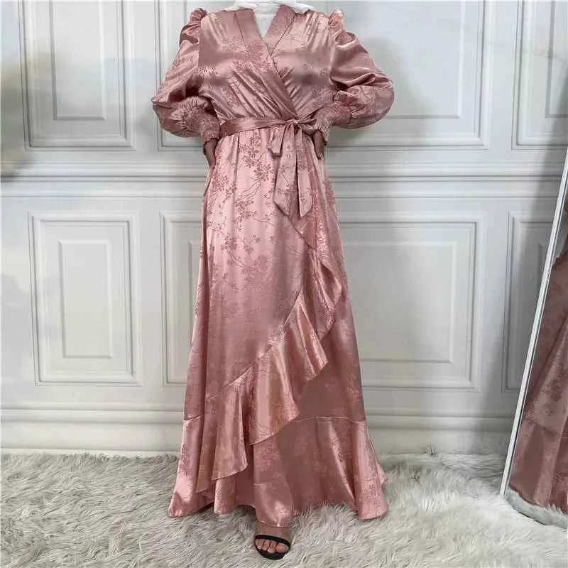 Eid Satin Ruffle Abaya - Abaya Vida