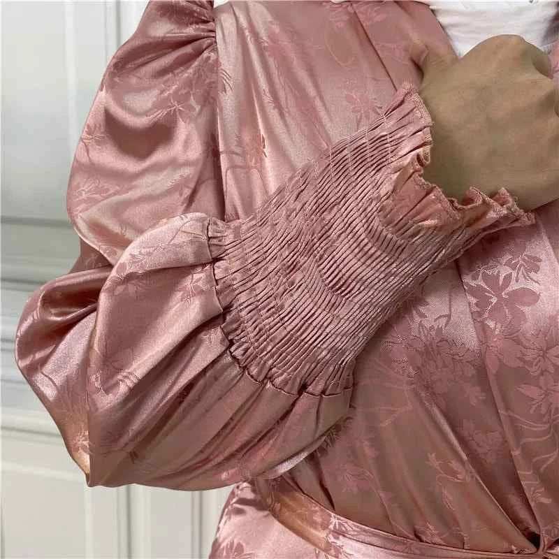 Eid Satin Ruffle Abaya - Abaya Vida