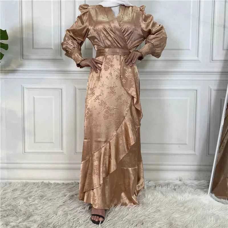 Eid Satin Ruffle Abaya - Abaya Vida