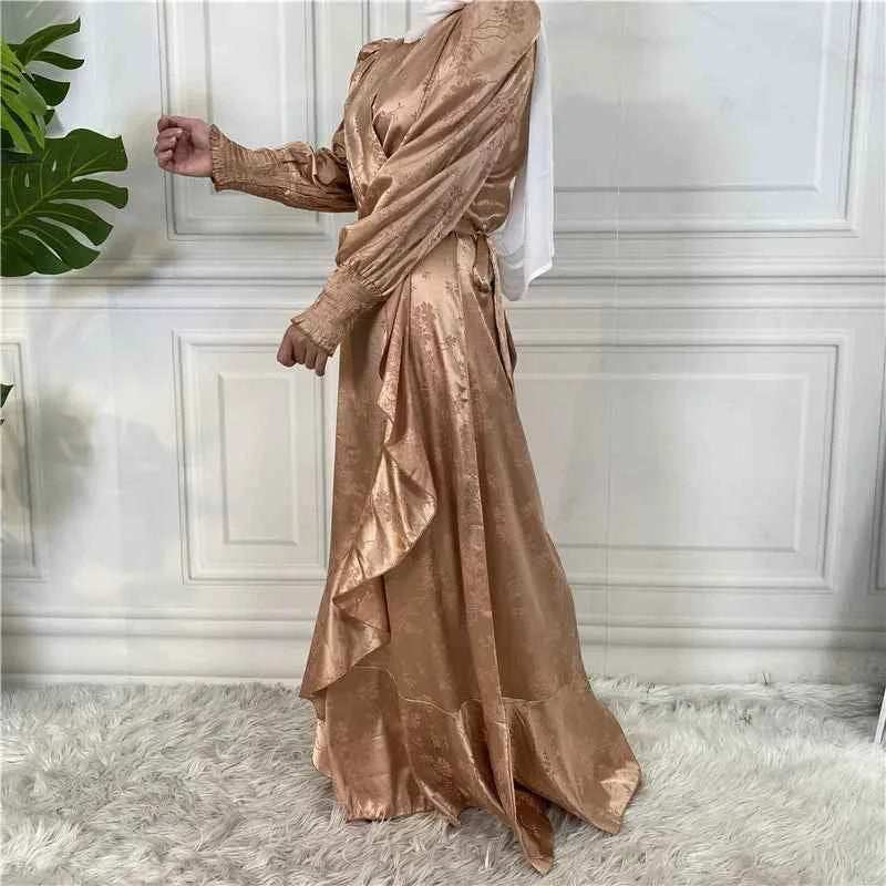 Eid Satin Ruffle Abaya - Abaya Vida