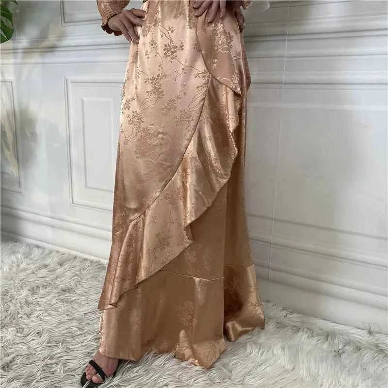 Eid Satin Ruffle Abaya - Abaya Vida