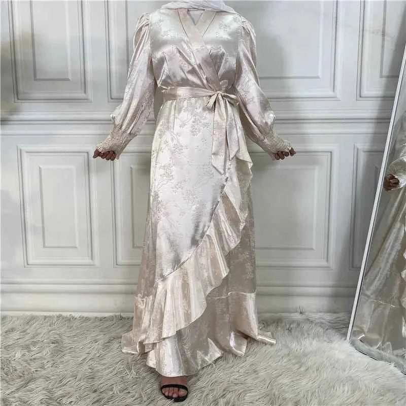 Eid Satin Ruffle Abaya - Abaya Vida
