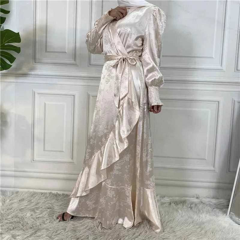 Eid Satin Ruffle Abaya - Abaya Vida