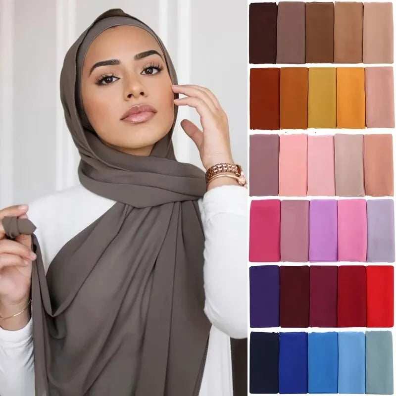 Elegant Chiffon Hijab - Solid & Flowy - Abaya Vida