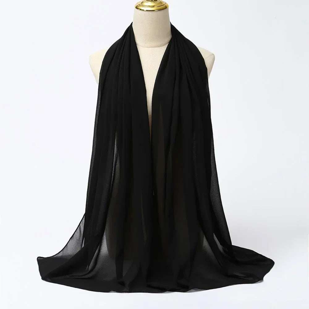 Elegant Chiffon Hijab - Solid & Flowy - Abaya Vida