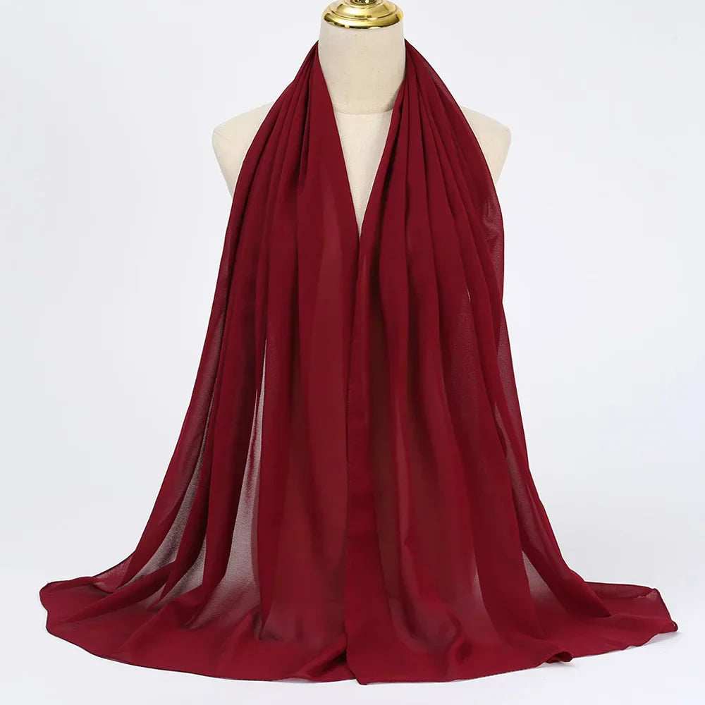 Elegant Chiffon Hijab - Solid & Flowy - Abaya Vida
