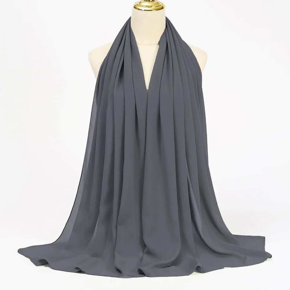 Elegant Chiffon Hijab - Solid & Flowy - Abaya Vida