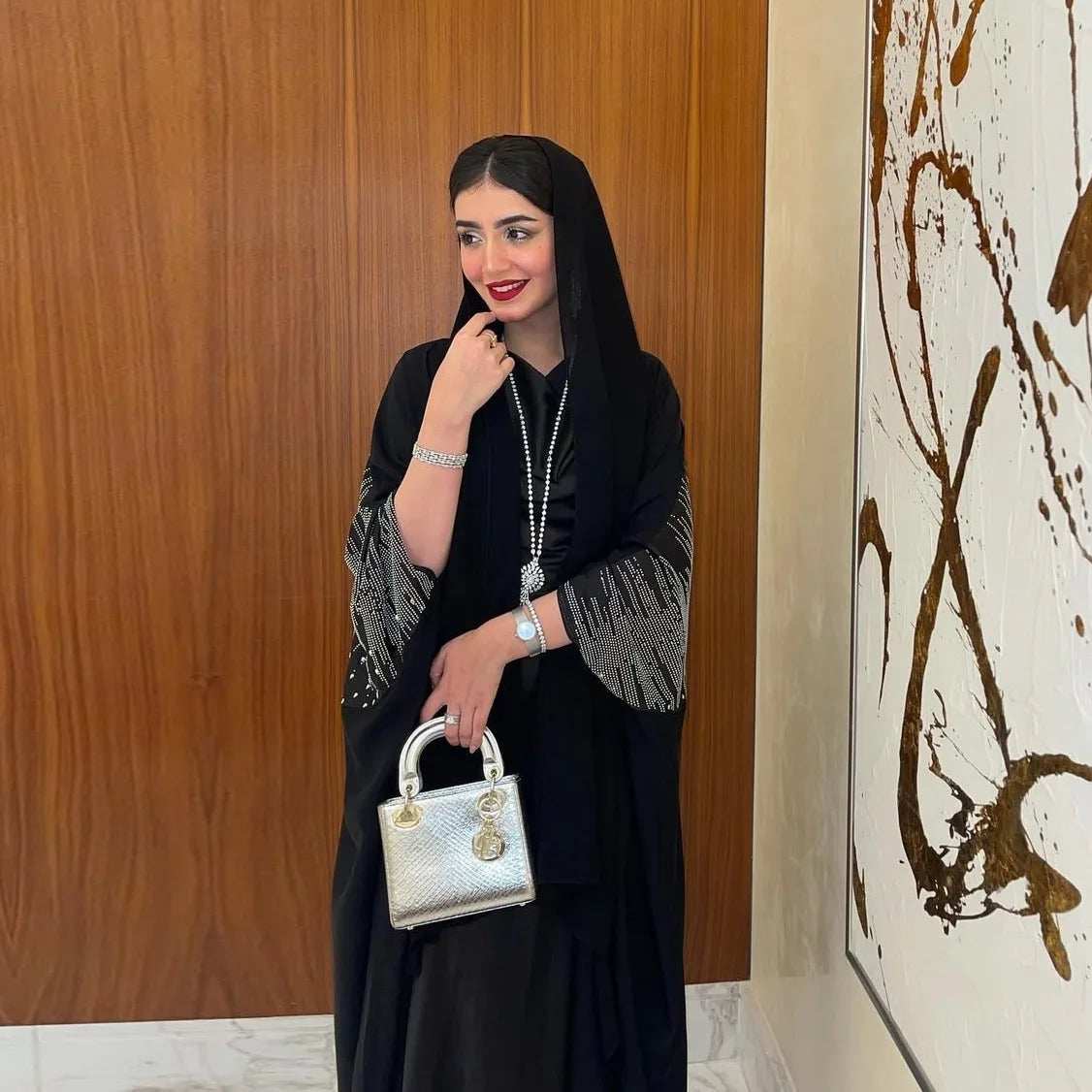 Elegant Diamond Party Abaya - Abaya Vida