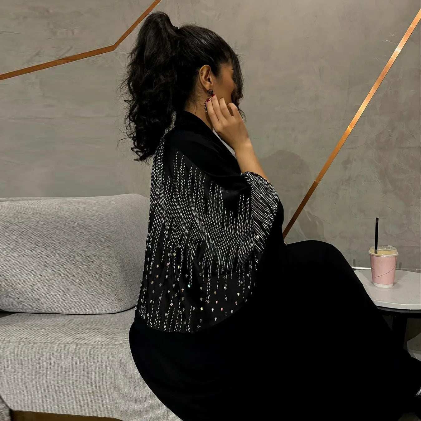 Elegant Diamond Party Abaya - Abaya Vida