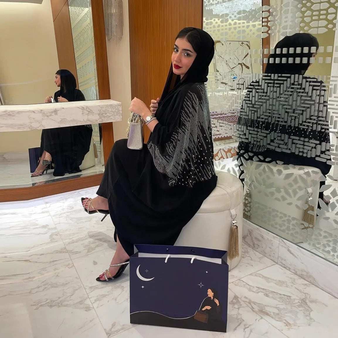 Elegant Diamond Party Abaya - Abaya Vida
