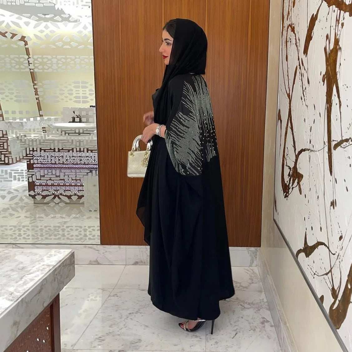 Elegant Diamond Party Abaya - Abaya Vida