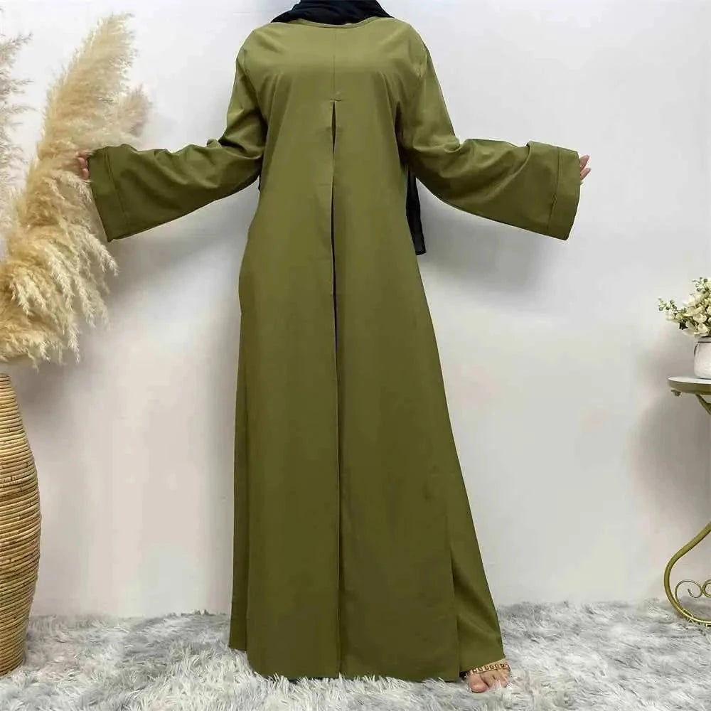 Embellished Party Abaya – Patchwork Faux Wrap Eid Abaya -  Black / S -  Abaya Vida
