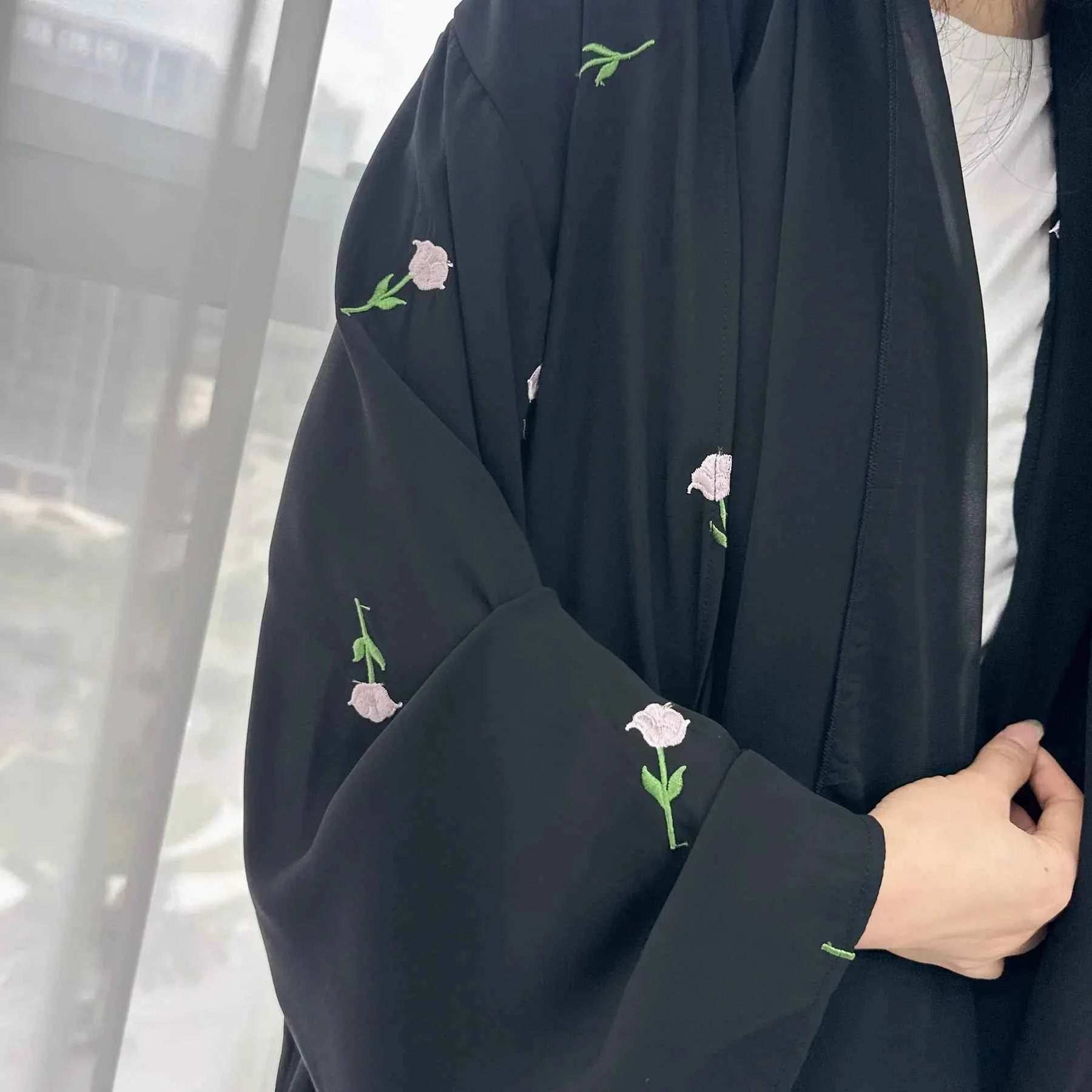 Floral Embroidered Abaya Cardigan - Abaya Vida