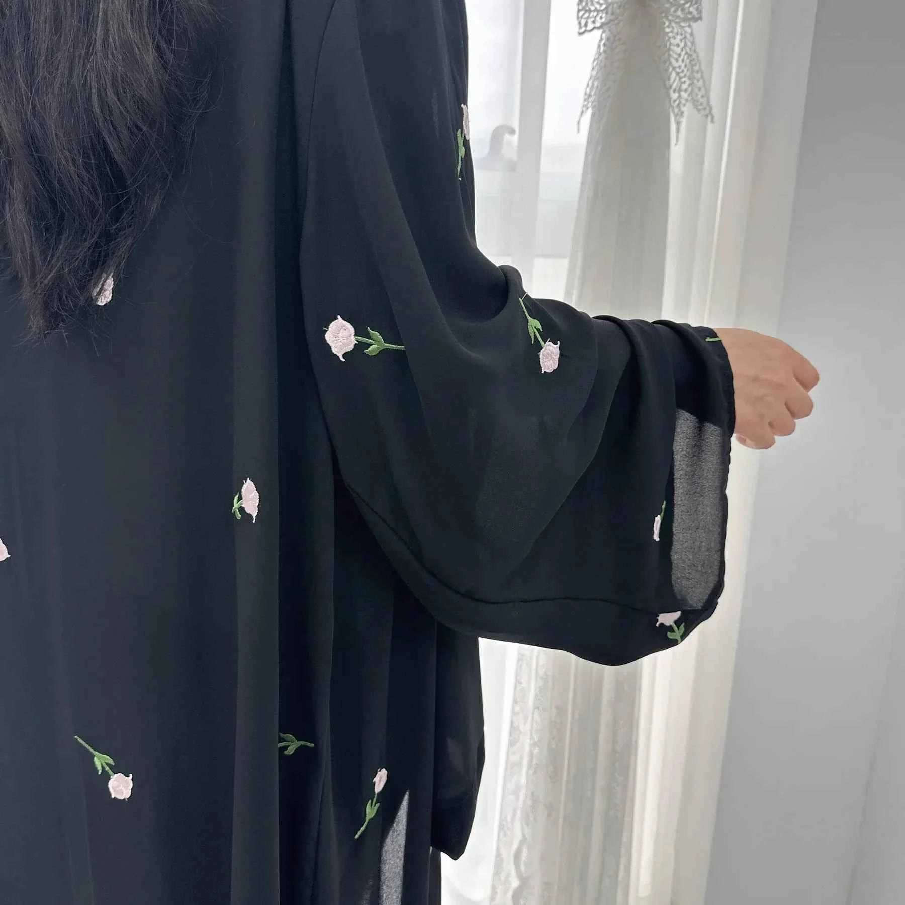 Floral Embroidered Abaya Cardigan - Abaya Vida
