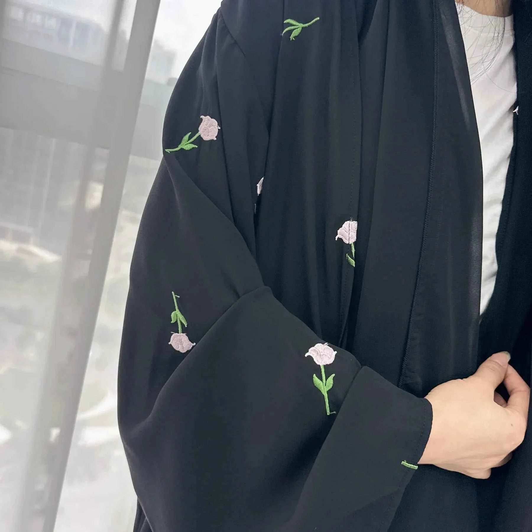 Floral Embroidered Abaya Cardigan - Abaya Vida