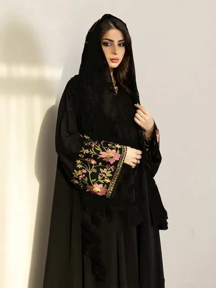 Floral Embroidered Party Abaya - Abaya Vida