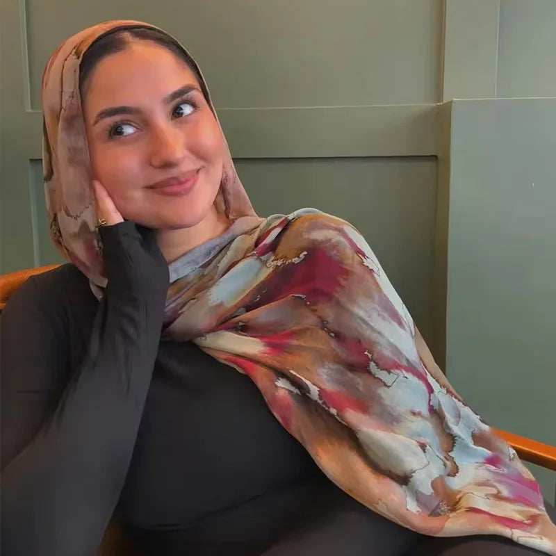 Floral Modal Hijab – Breathable & Lightweight - Abaya Vida