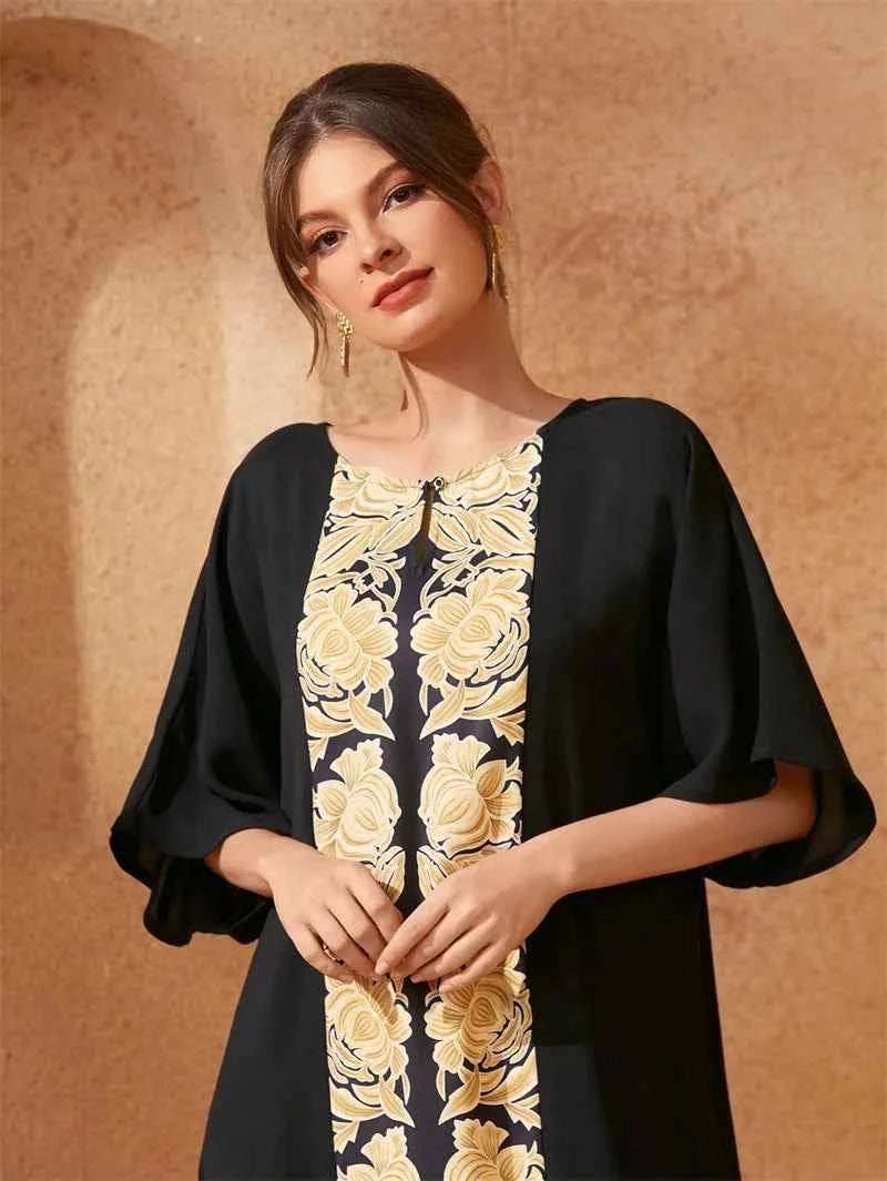 Floral Print Cardigan Abaya - Abaya Vida
