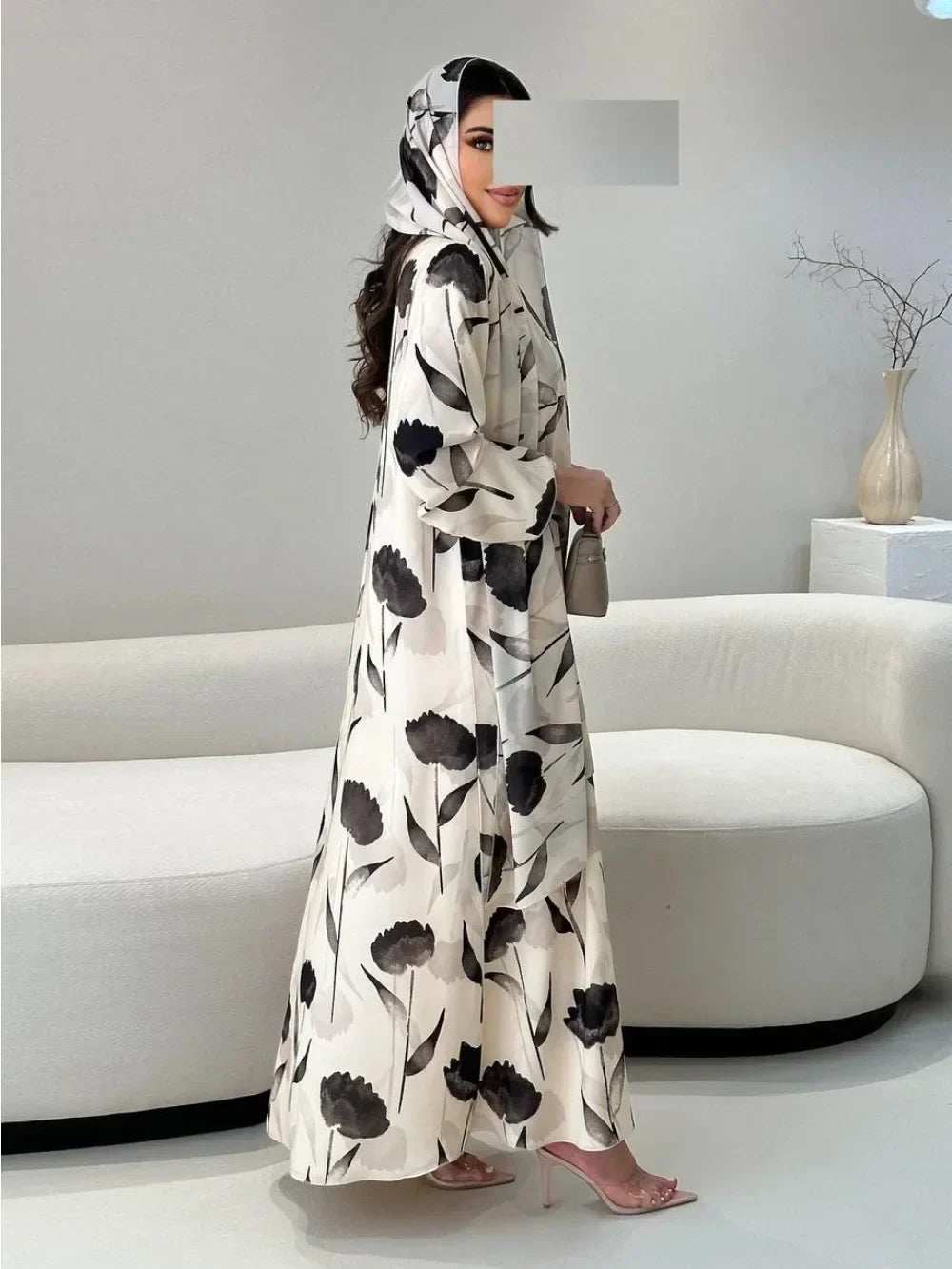 Printed Chiffon Abaya Set - Abaya Vida