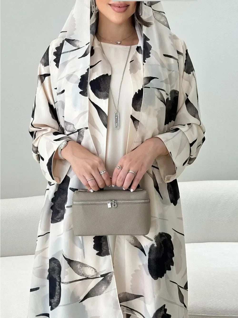 Printed Chiffon Abaya Set - Abaya Vida