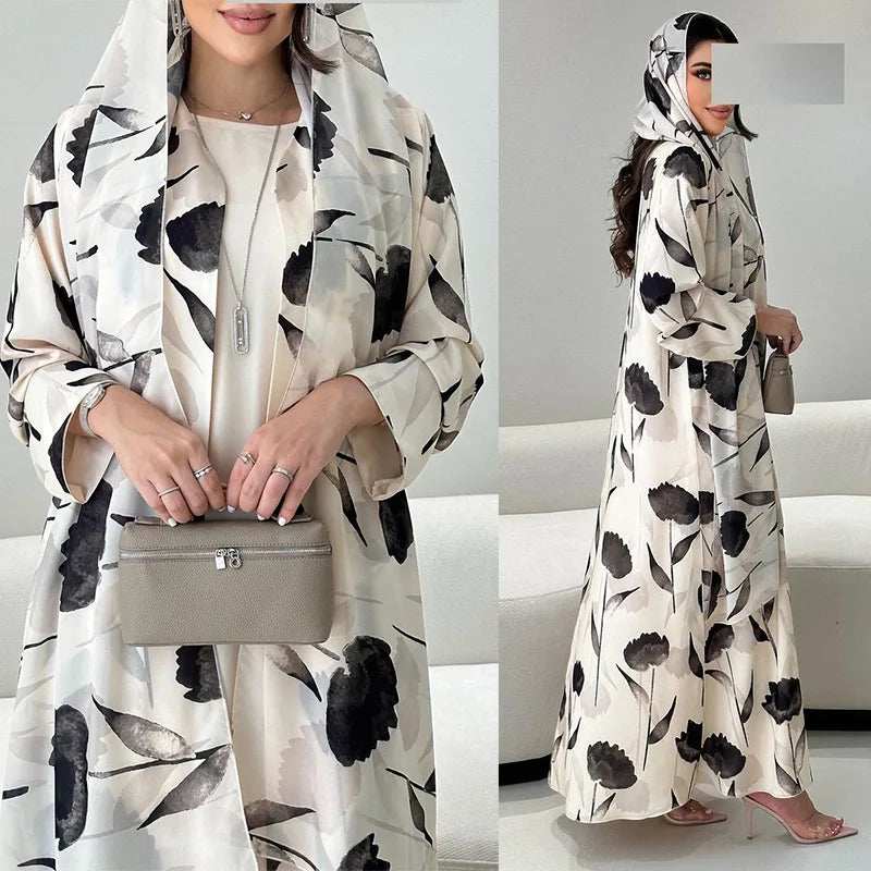 Printed Chiffon Abaya Set - Abaya Vida