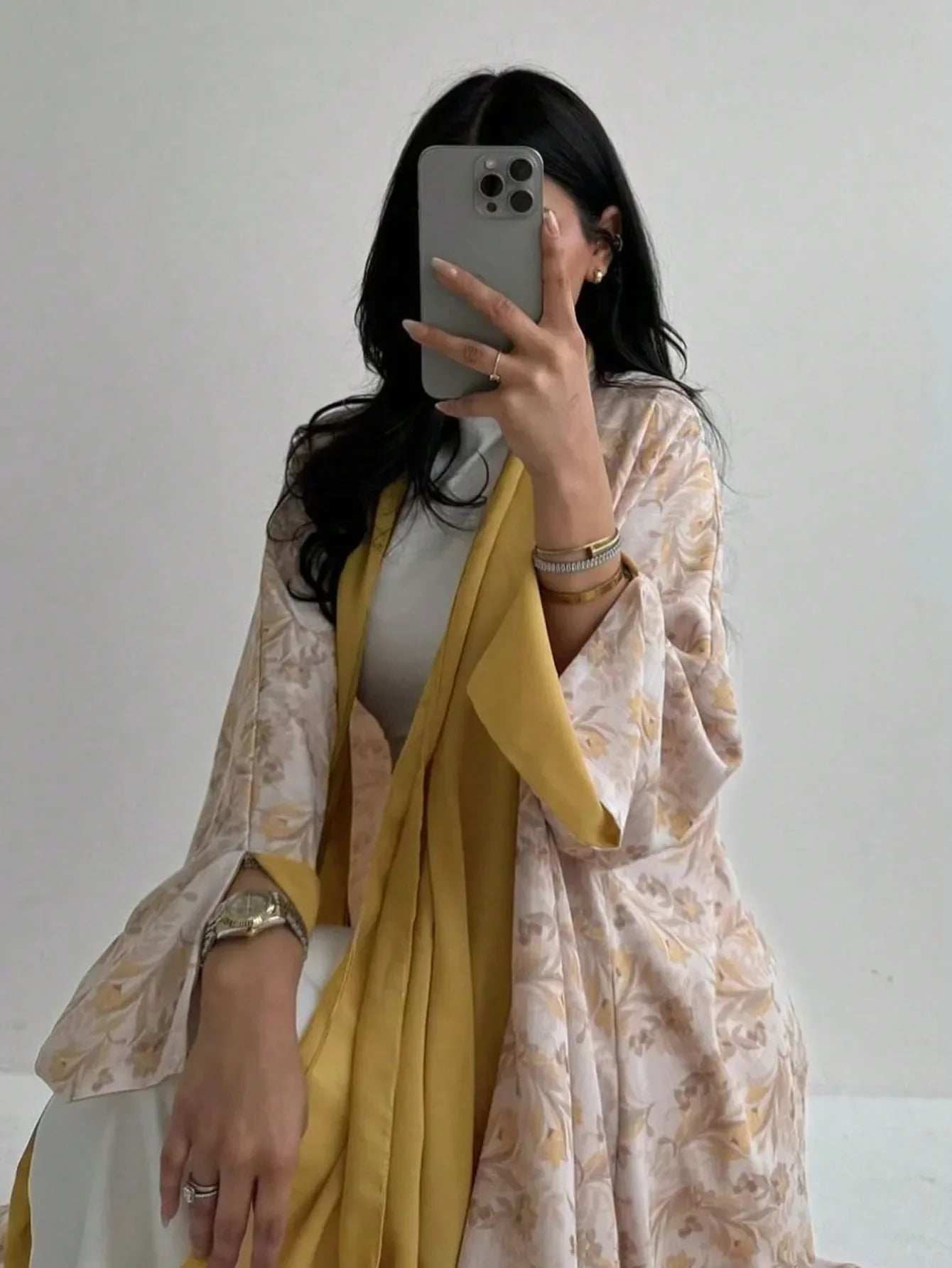 Printed Open Abaya - Abaya Vida