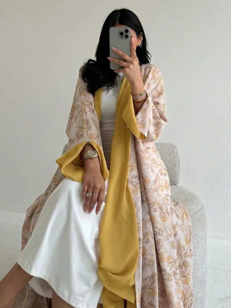 Printed Open Abaya - Abaya Vida