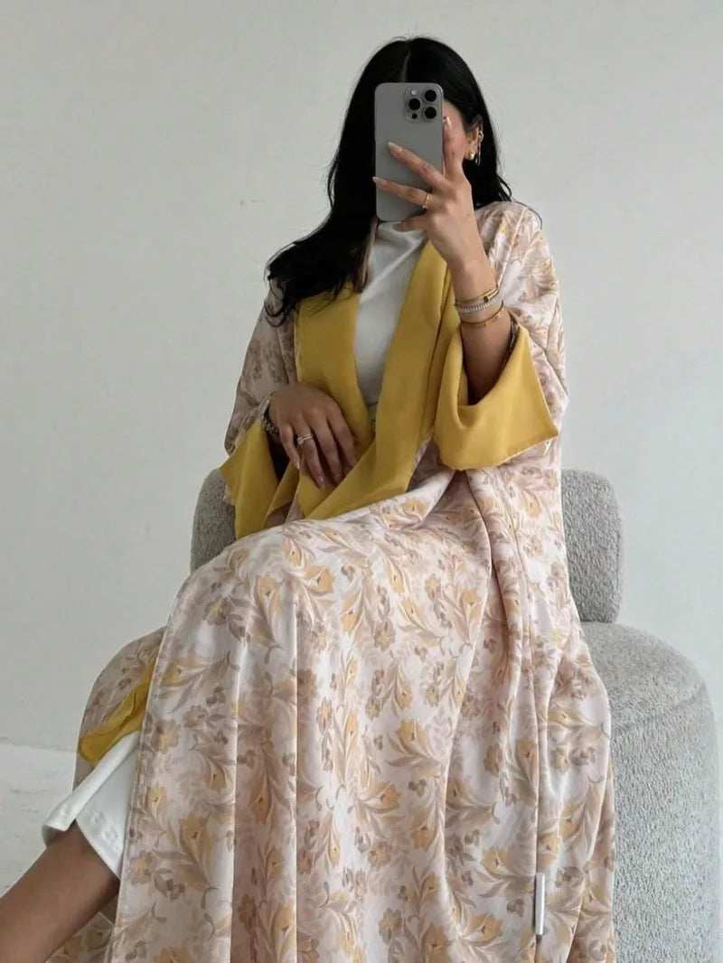 Printed Open Abaya - Abaya Vida