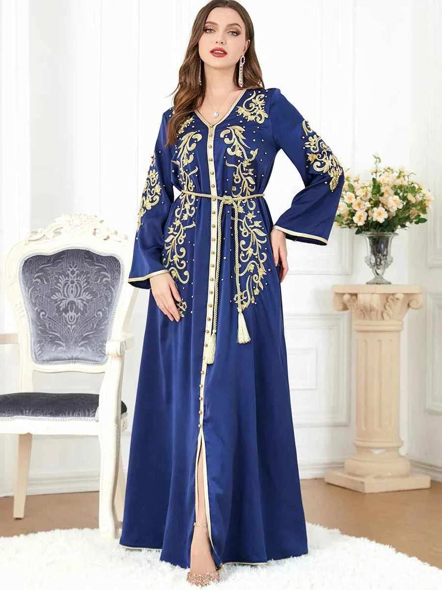 Ruffle Embroidery Kaftan Dress - Abaya Vida