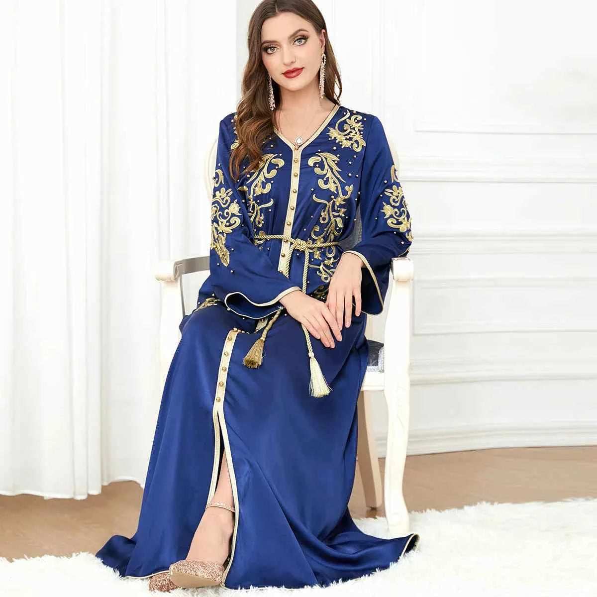 Ruffle Embroidery Kaftan Dress - Abaya Vida