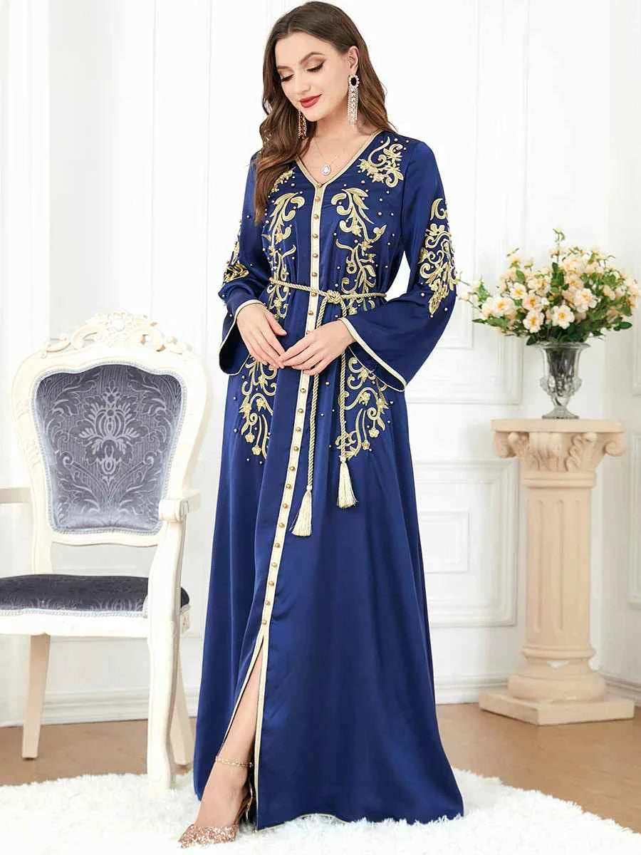 Ruffle Embroidery Kaftan Dress - Abaya Vida