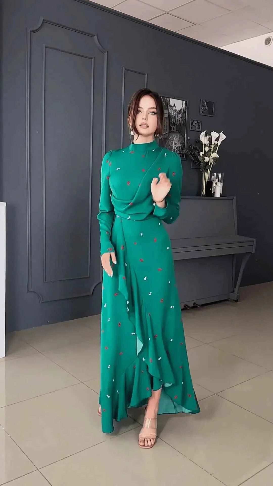 Ruffle Turtleneck Eid Dress - Abaya Vida