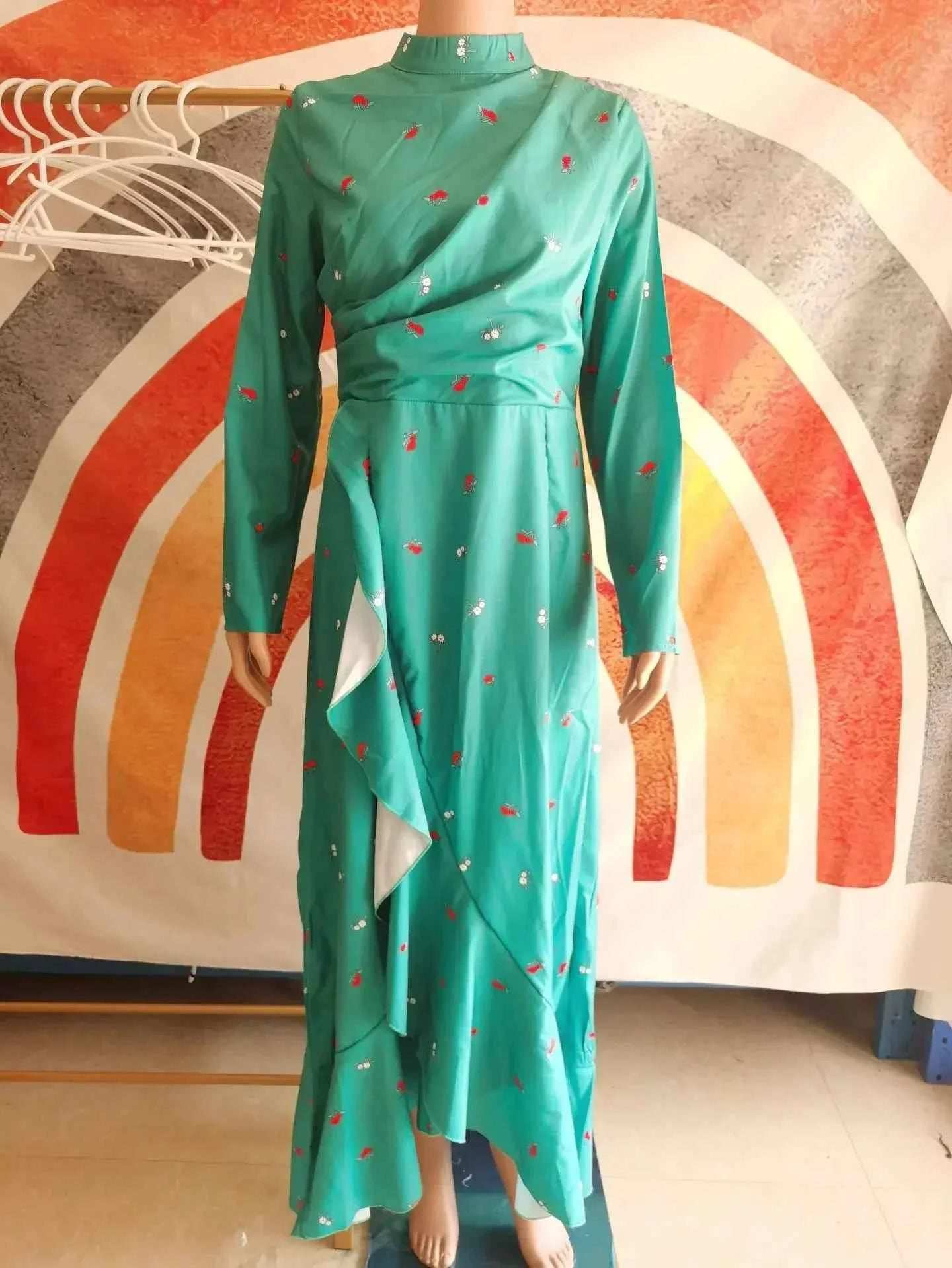 Ruffle Turtleneck Eid Dress - Abaya Vida