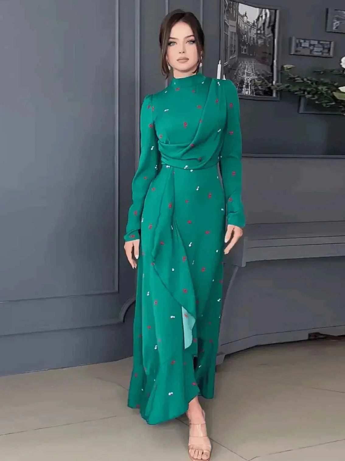 Ruffle Turtleneck Eid Dress - Abaya Vida