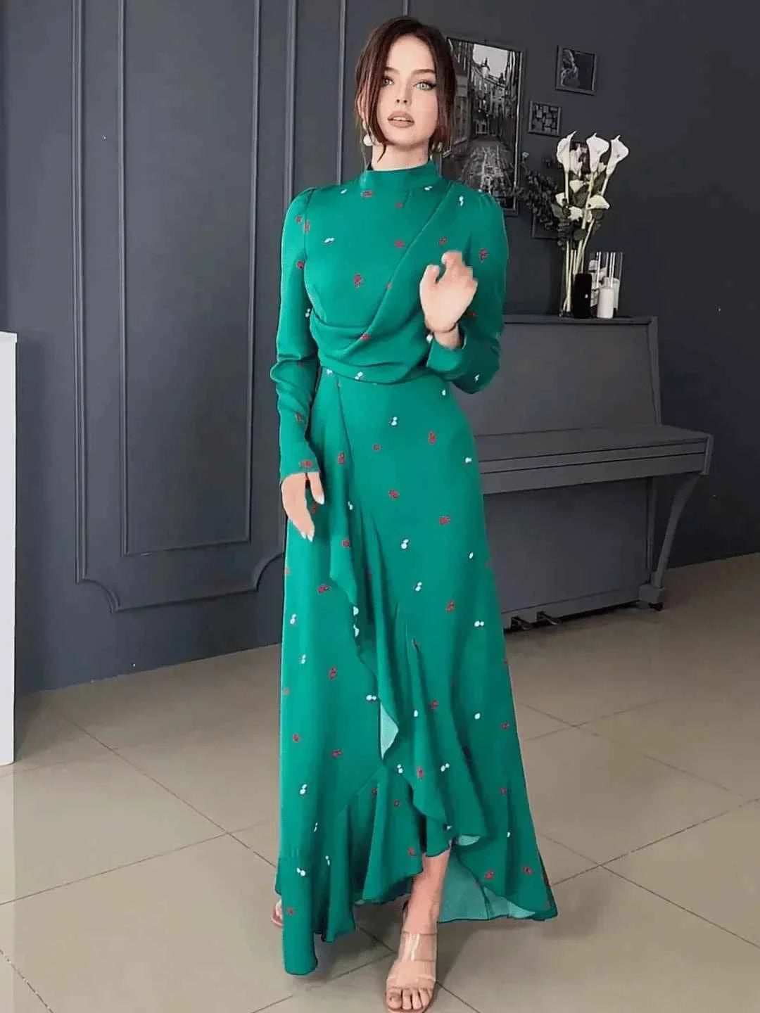 Ruffle Turtleneck Eid Dress - Abaya Vida