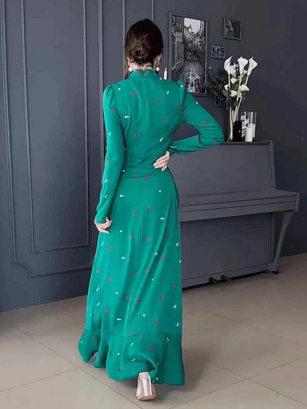 Ruffle Turtleneck Eid Dress - Abaya Vida