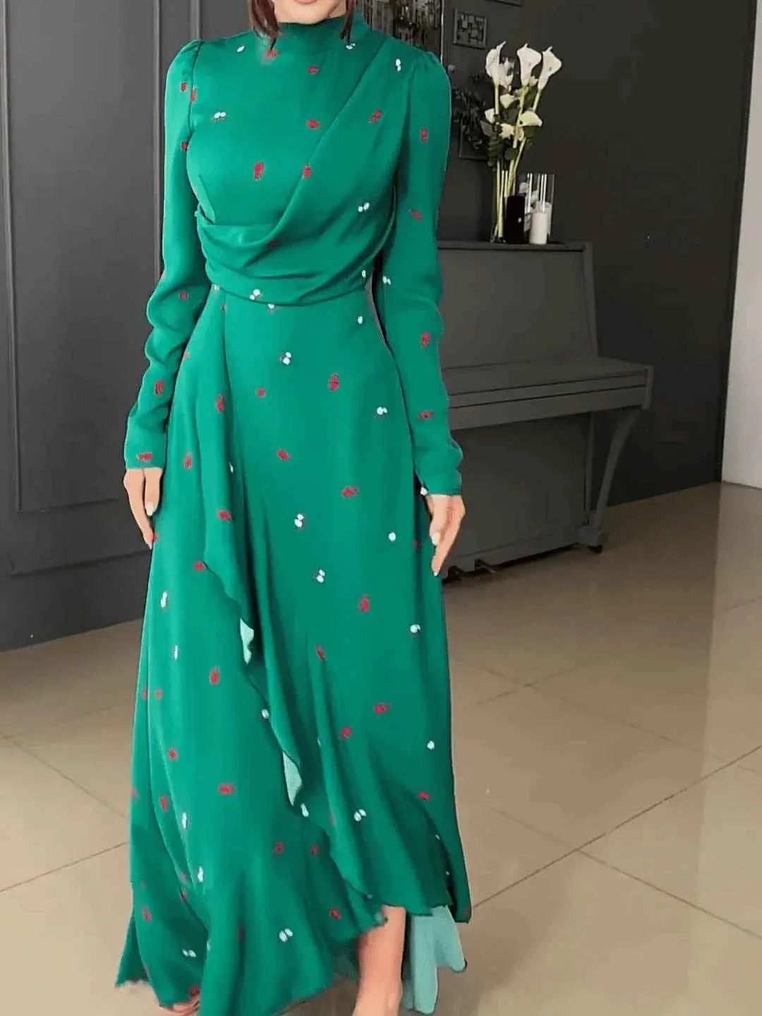 Ruffle Turtleneck Eid Dress - Abaya Vida