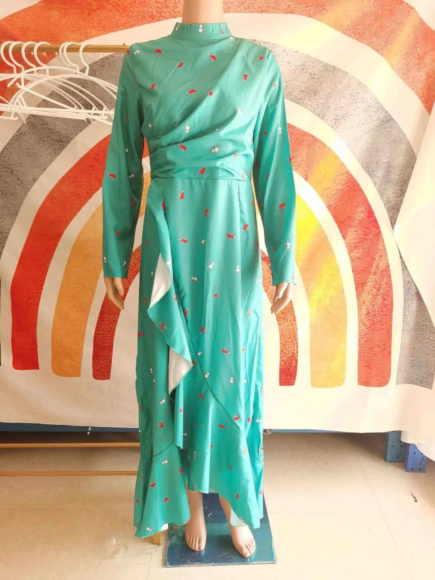 Ruffle Turtleneck Eid Dress - Abaya Vida