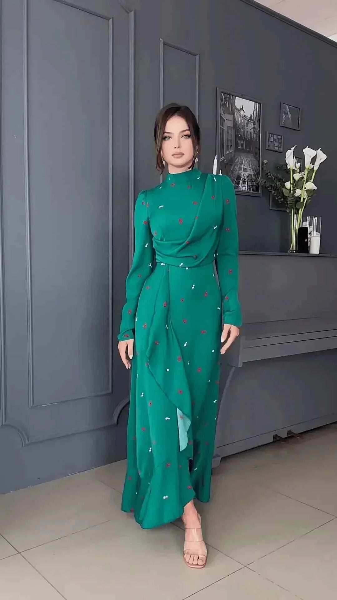 Ruffle Turtleneck Eid Dress - Abaya Vida