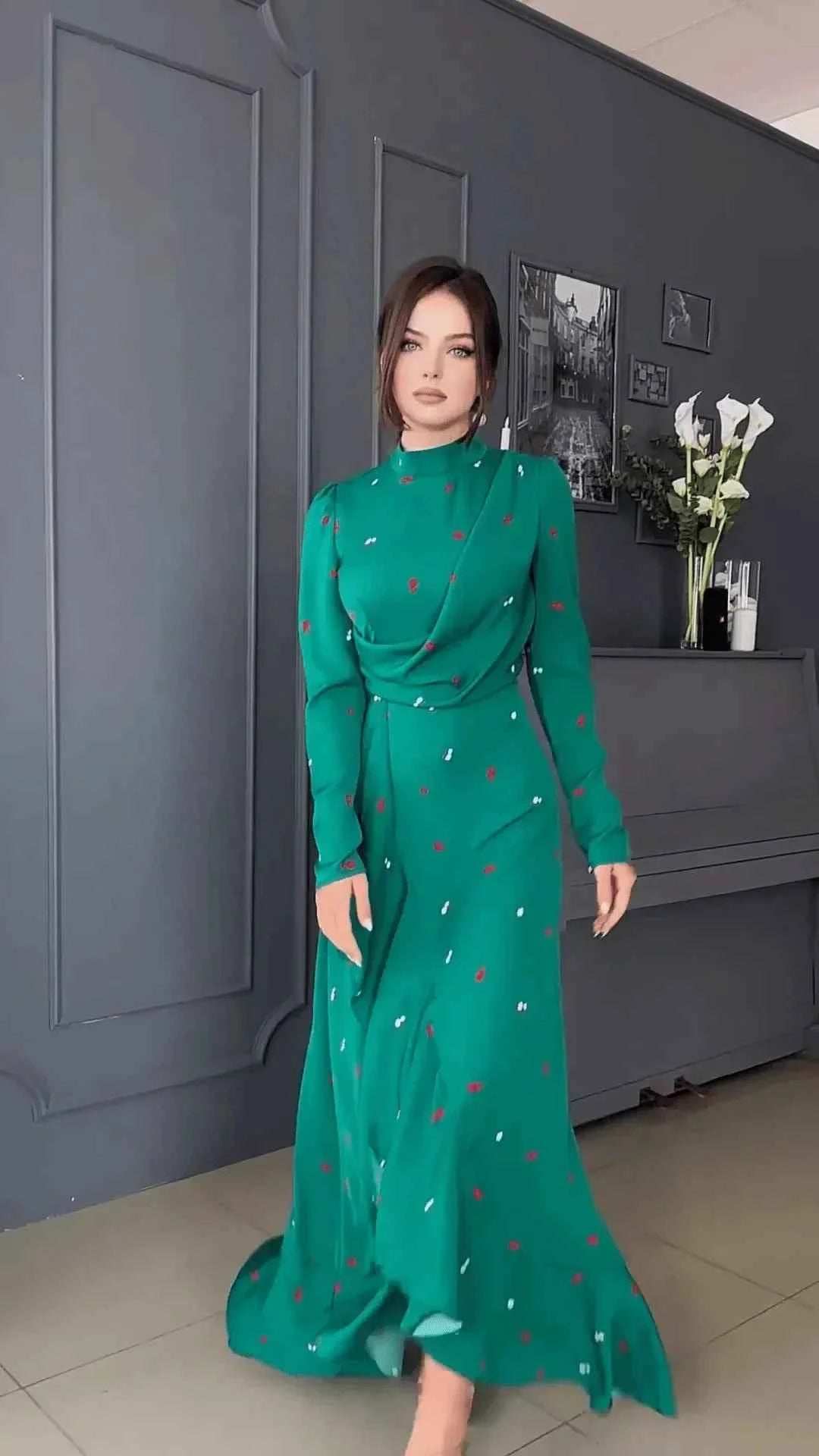 Ruffle Turtleneck Eid Dress - Abaya Vida