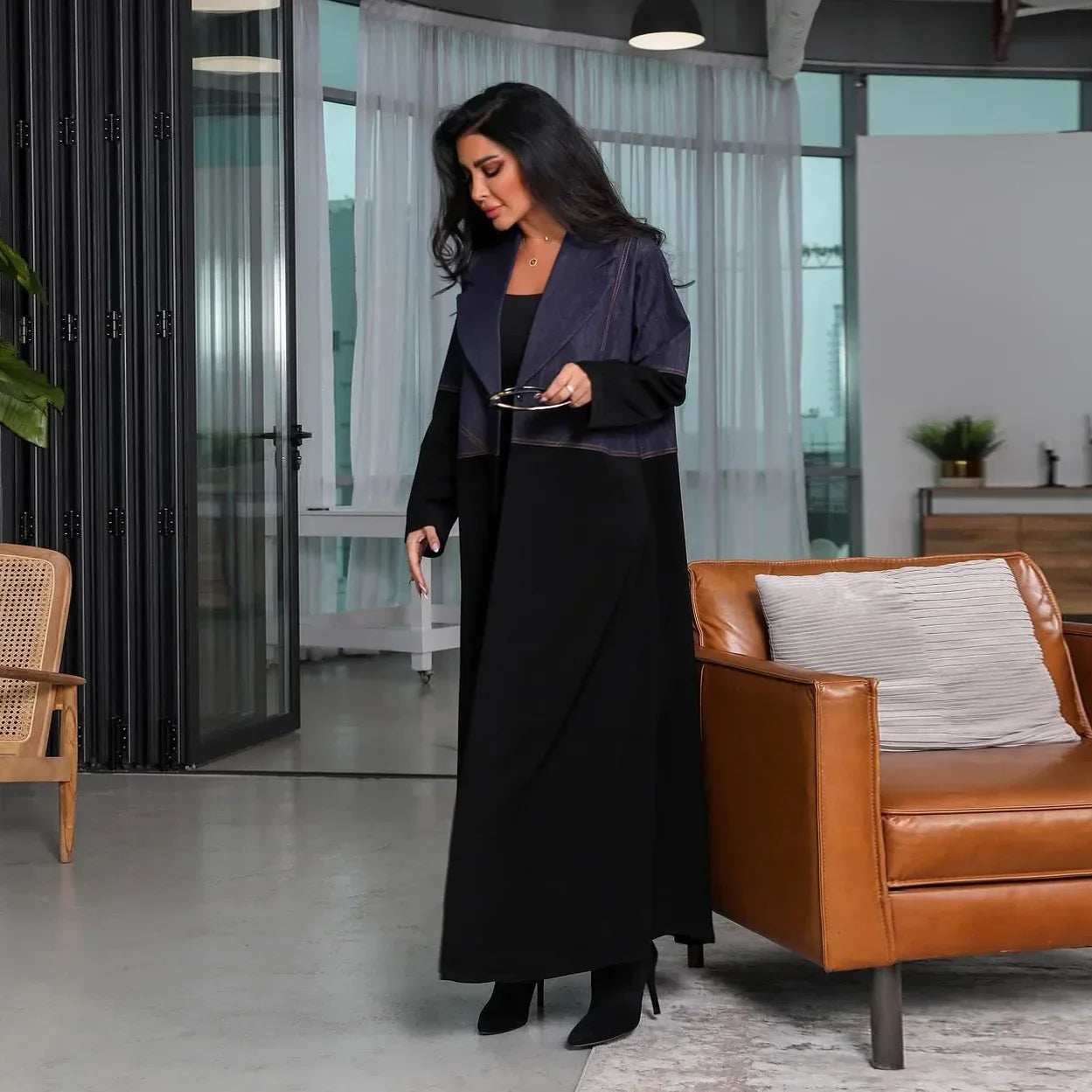 Denim Patchwork Abaya - Abaya Vida